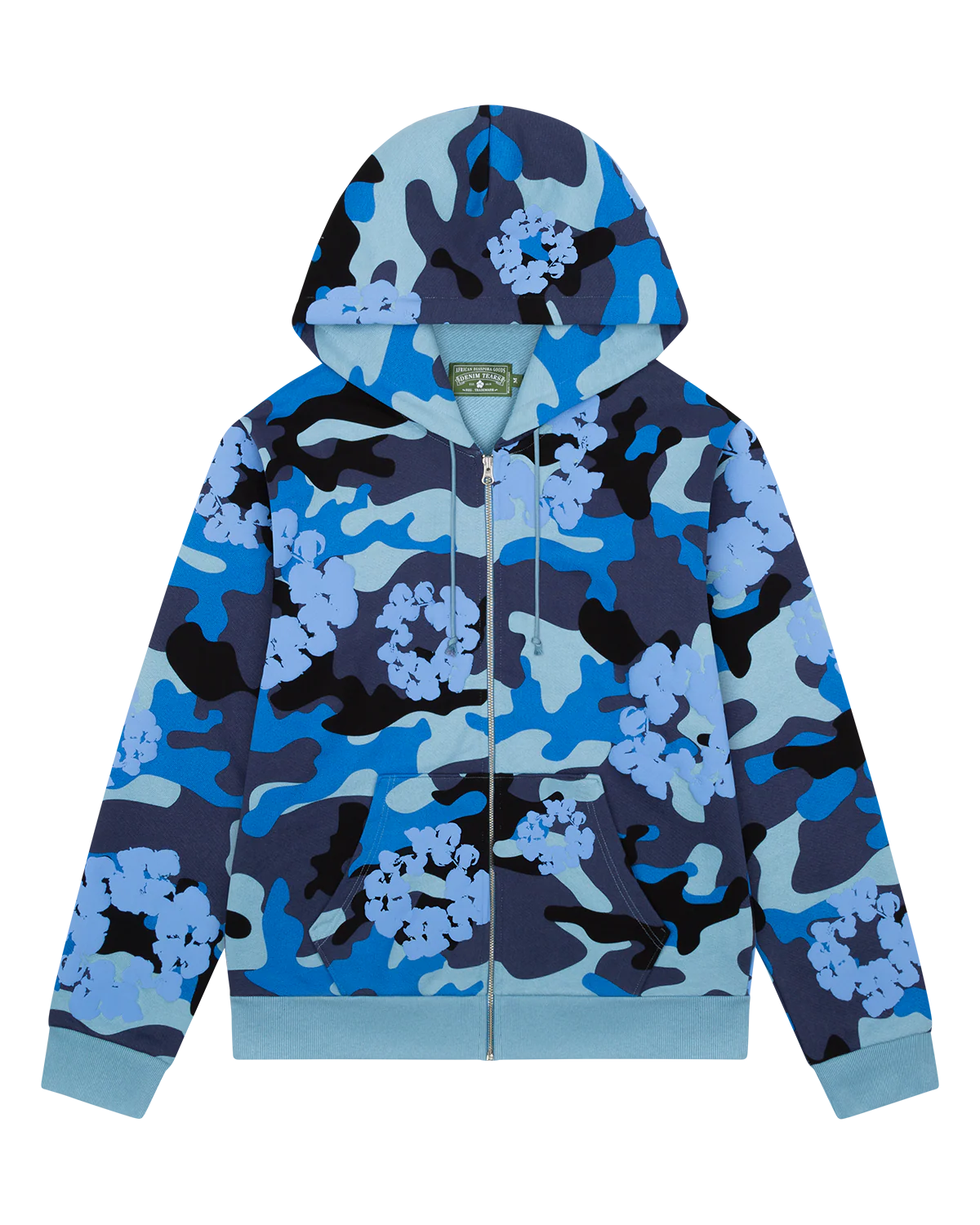 Blue Camo Cotton Wreath Zip Hoodie