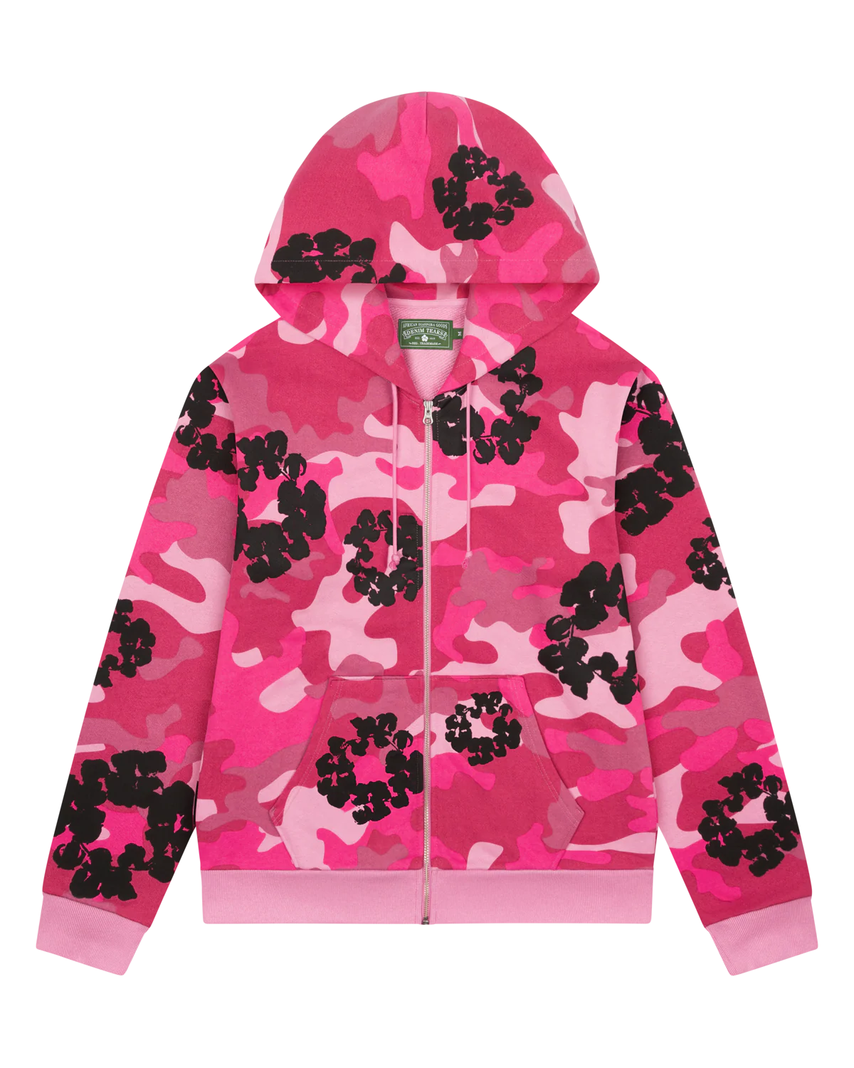 Pink Camo Cotton Wreath Zip Hoodie