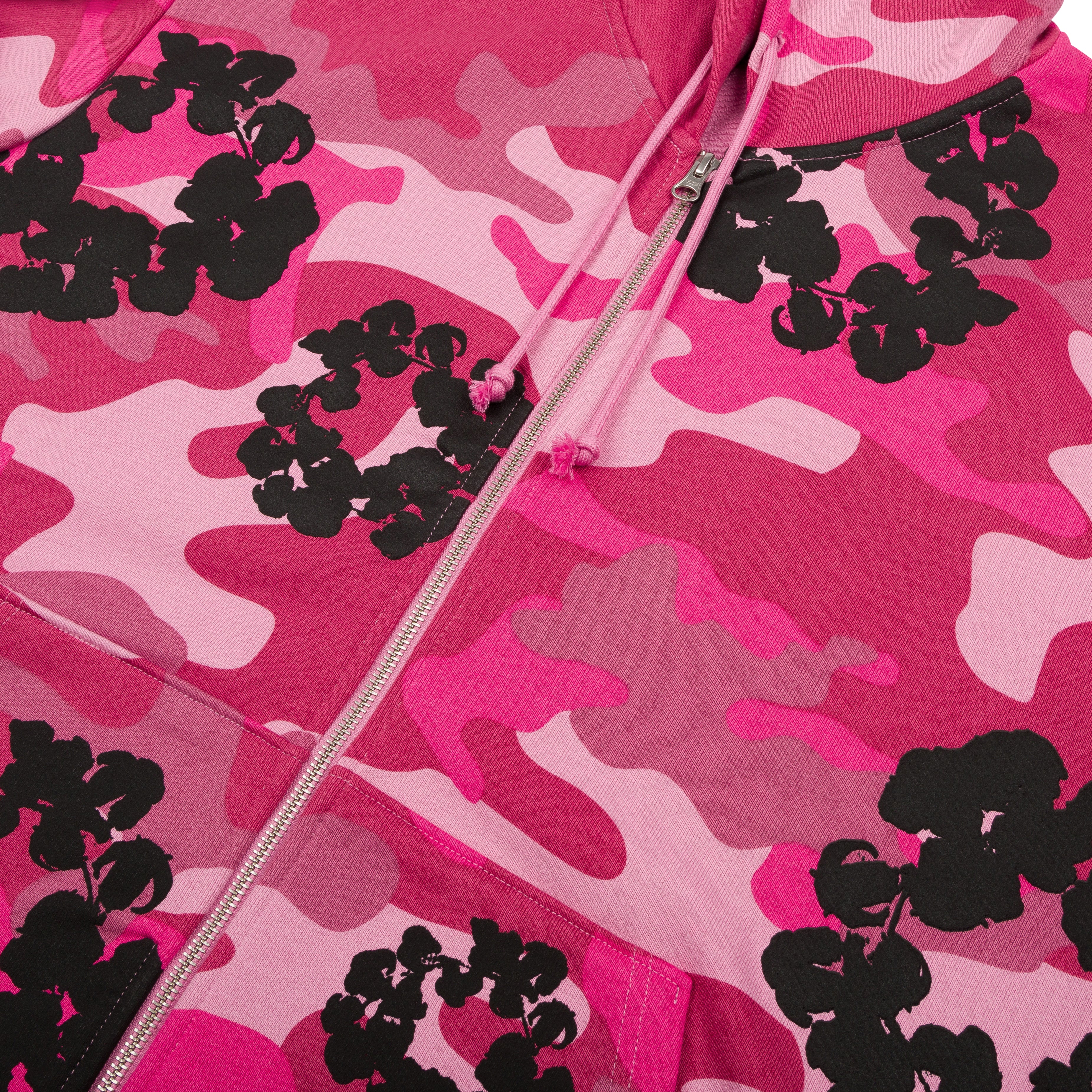 Pink Camo Cotton Wreath Zip Hoodie