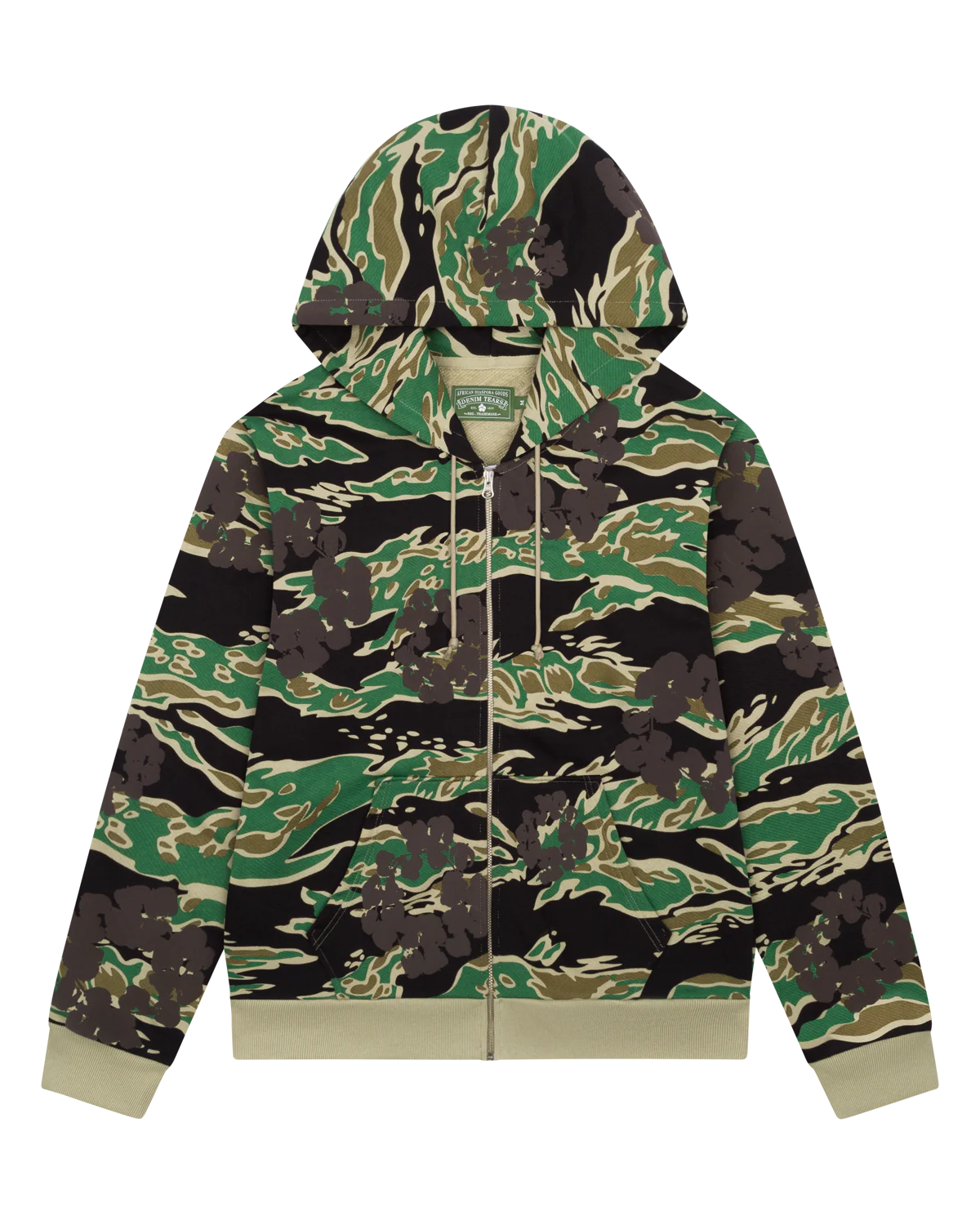 Green Camo Cotton Wreath Zip Hoodie