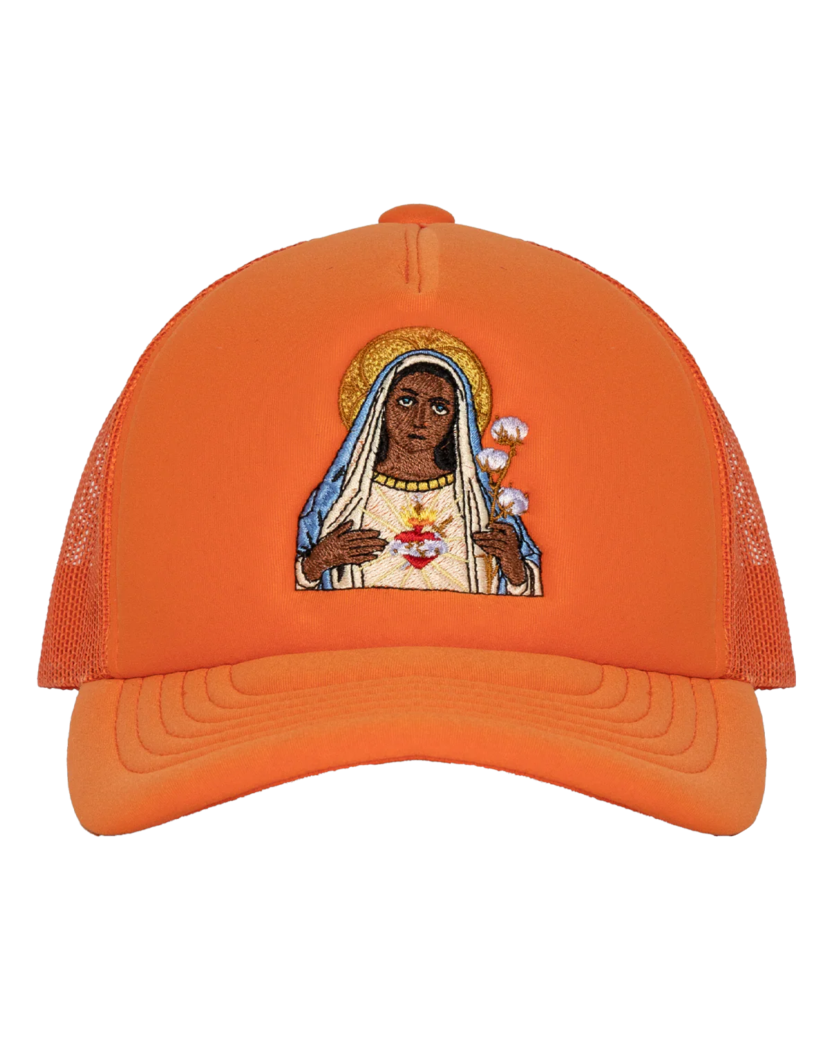 Black Madonna Orange Trucker Hat