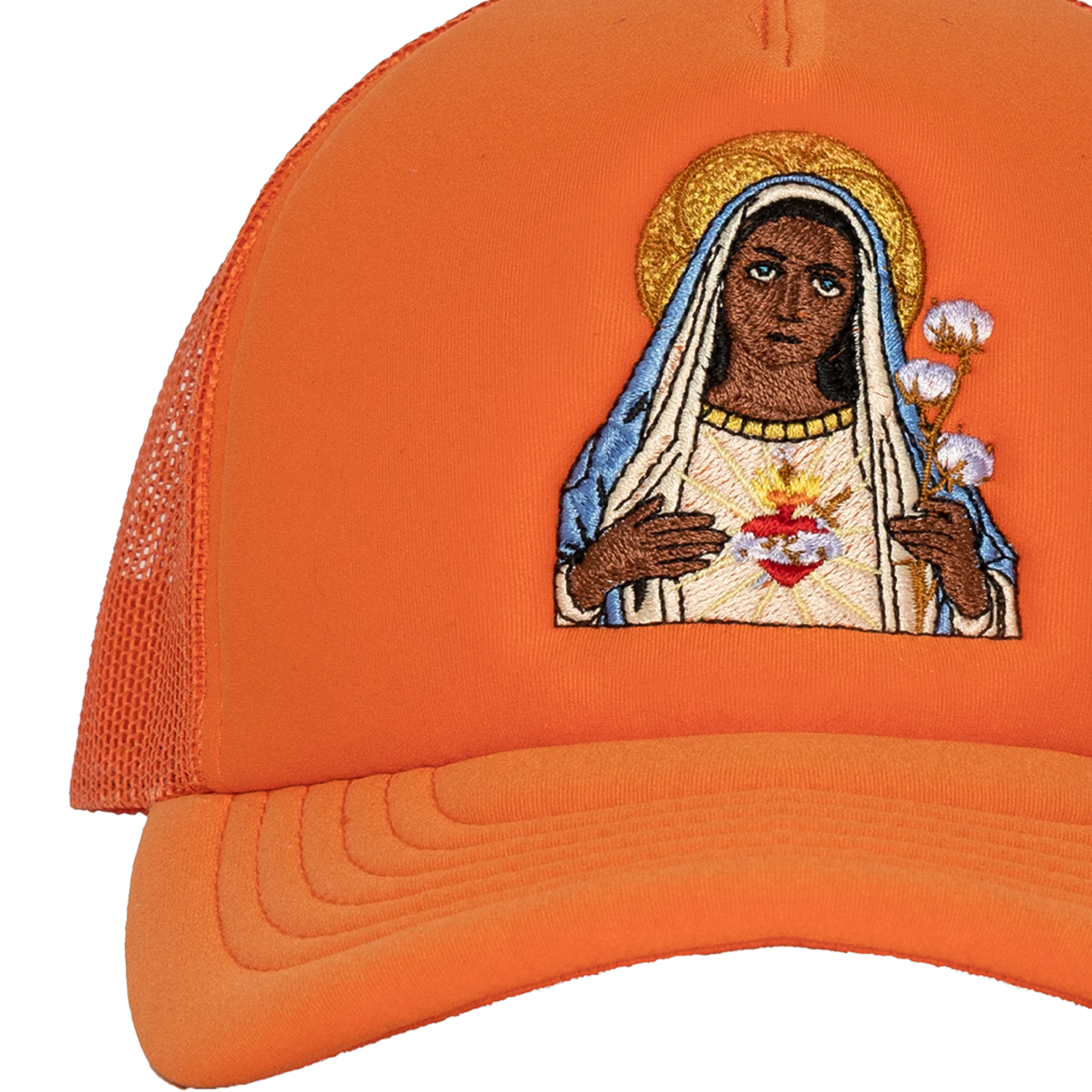 Black Madonna Orange Trucker Hat