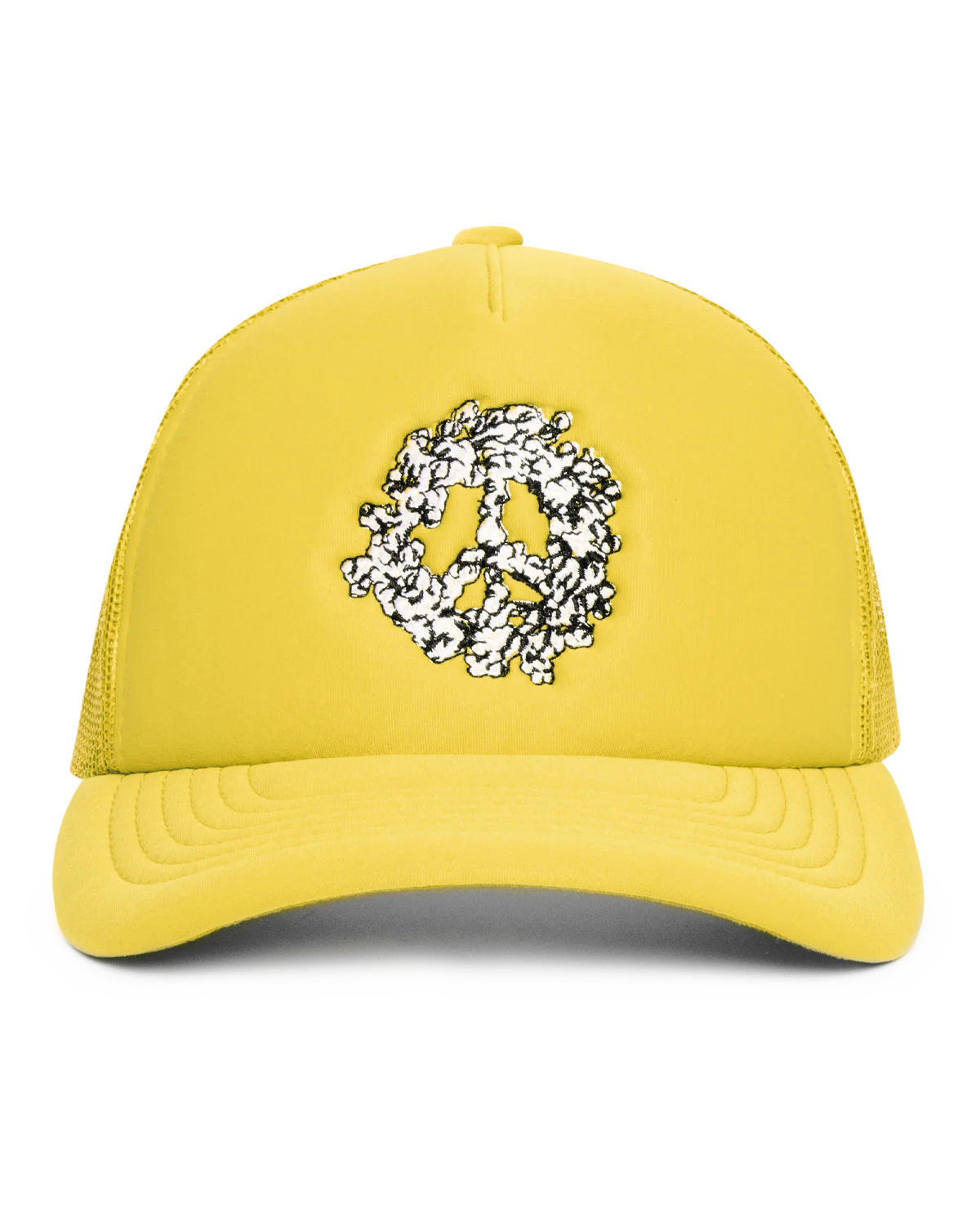 Cotton Peace Wreath Trucker Hat Yellow