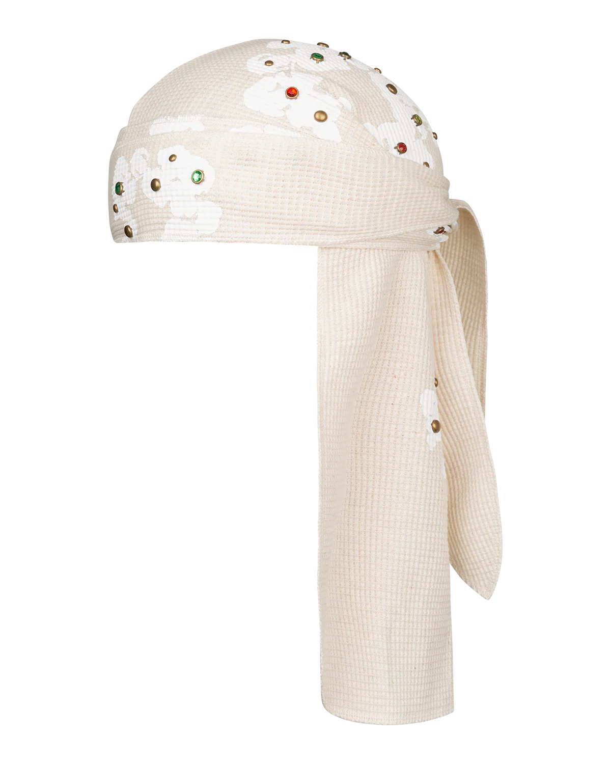 Rhinestone Cotton Wreath Durag Oatmeal