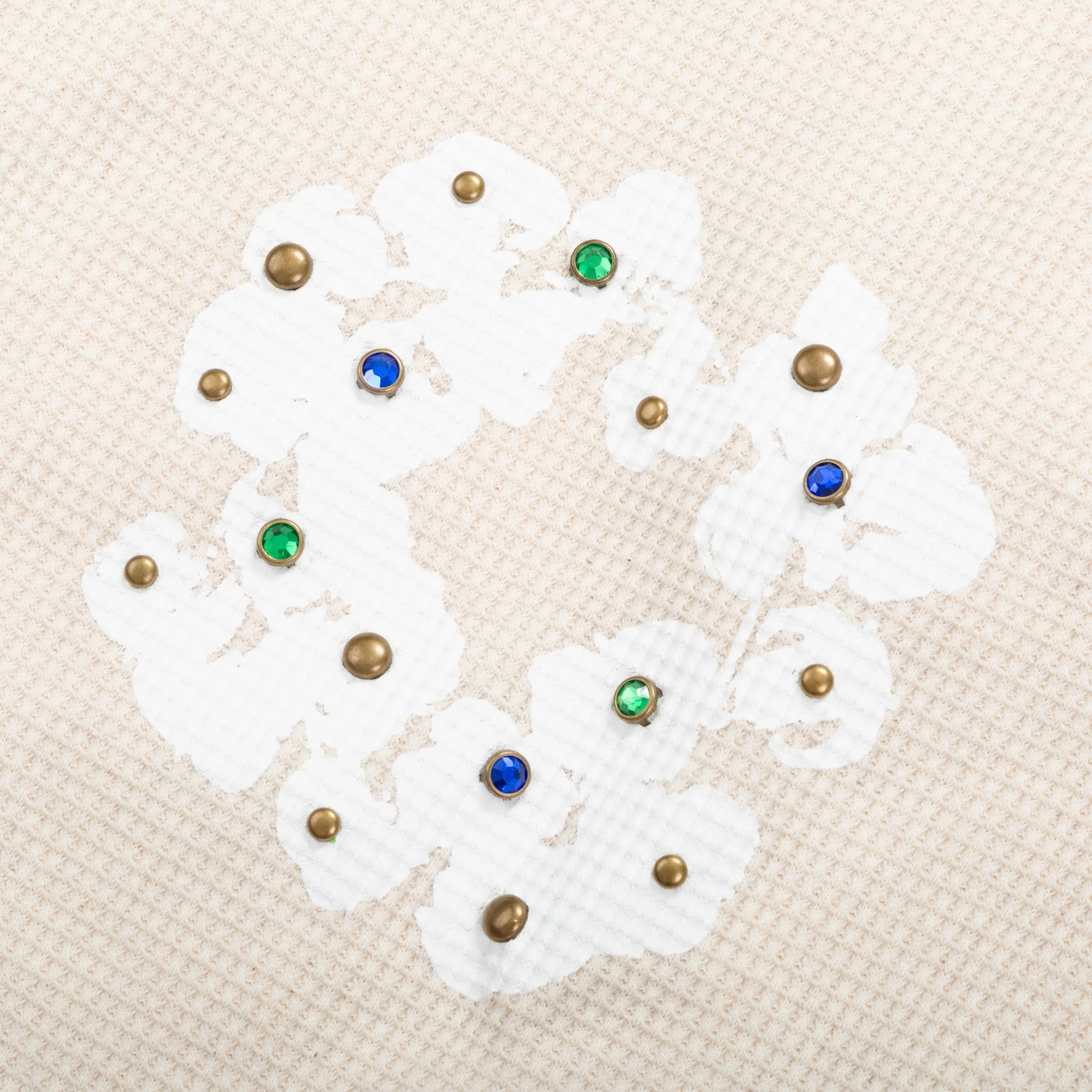 Rhinestone Cotton Wreath Thermal Oatmeal 3 Rhinestone Cotton Wreath Thermal Oatmeal