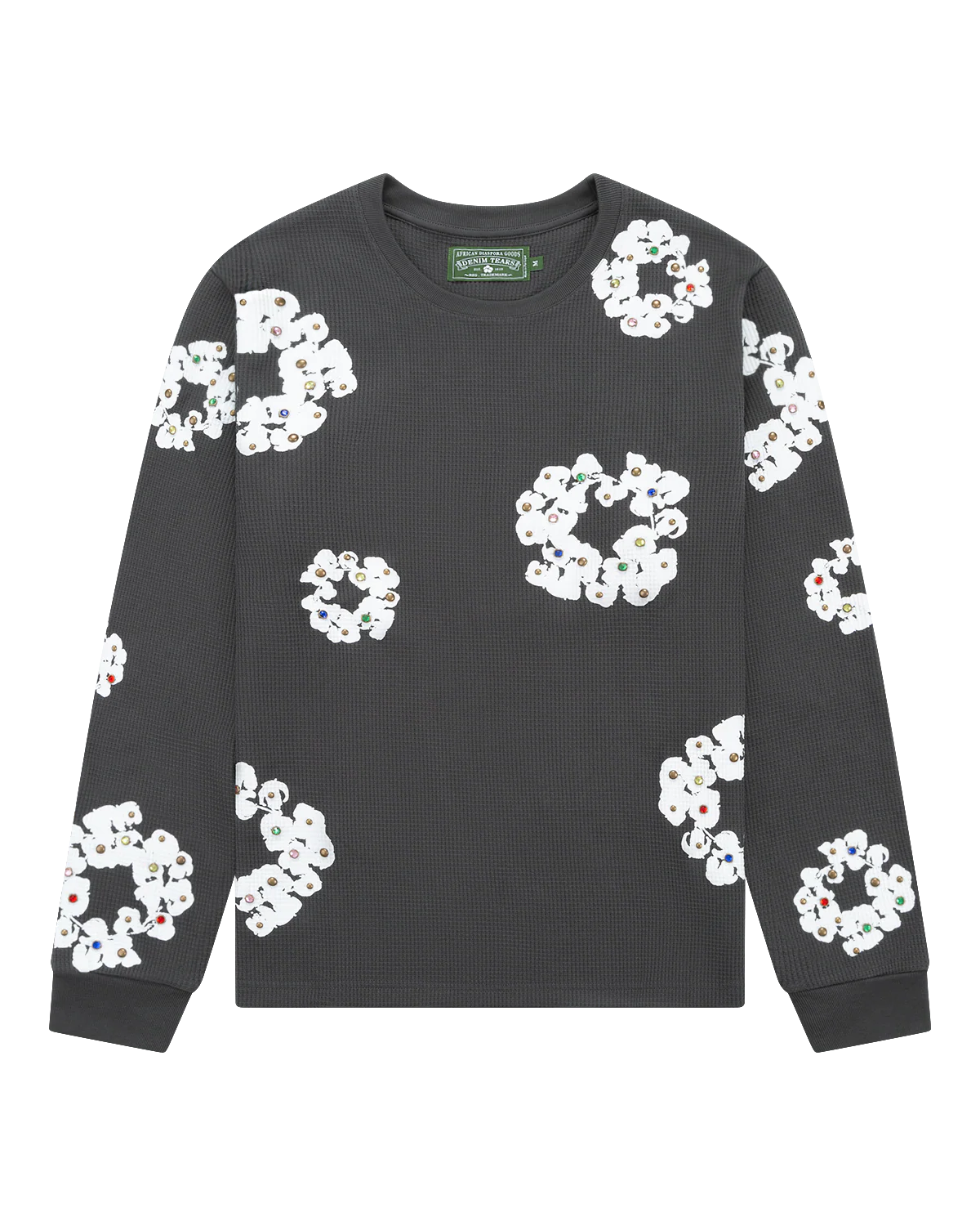 Rhinestone Cotton Wreath Thermal Vintage Black