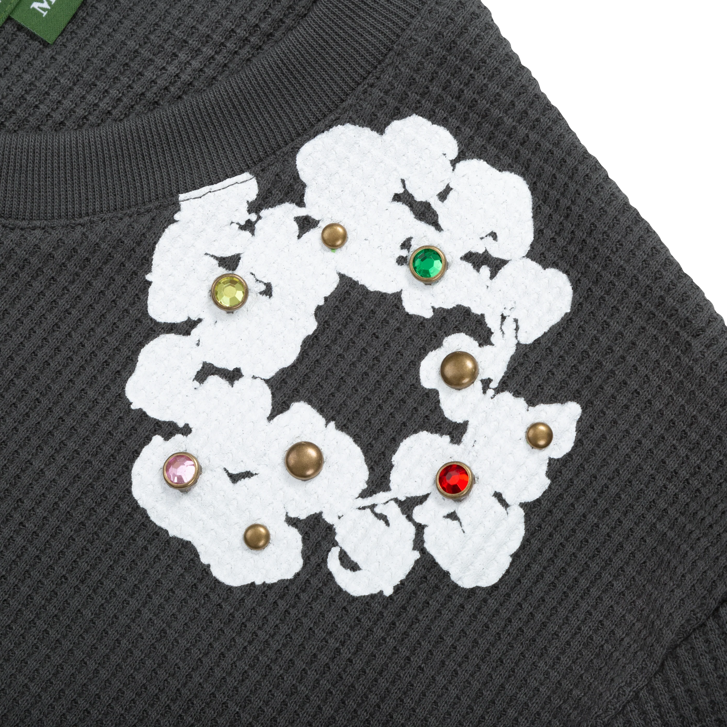 Rhinestone Cotton Wreath Thermal Vintage Black